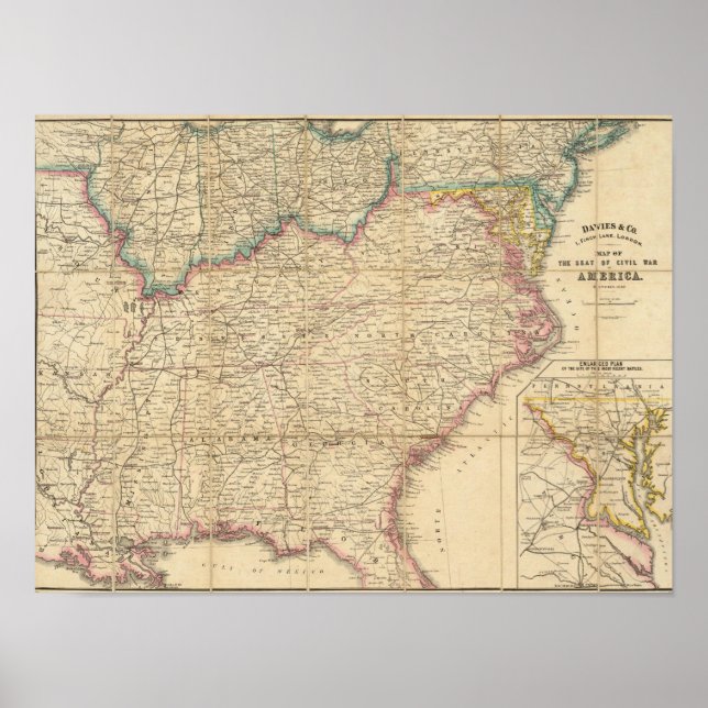 Map of The Seat of Civil War In America Poster (Front)