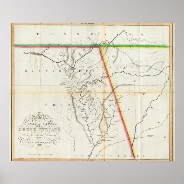 Map of the Seat of War among the Creek Indians Poster (Front)