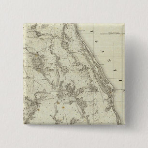 Map Of The Seat Of War In Florida 15 Cm Square Badge