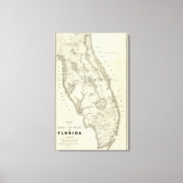 Map Of The Seat Of War In Florida Canvas Print (Front)