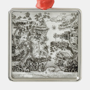 Map of the Siege of Malta in 1565 Metal Tree Decoration