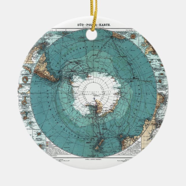 Map of the South Pole Ceramic Tree Decoration (Front)
