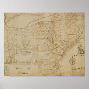 Map of the Southeastern part of North America, 172 Poster