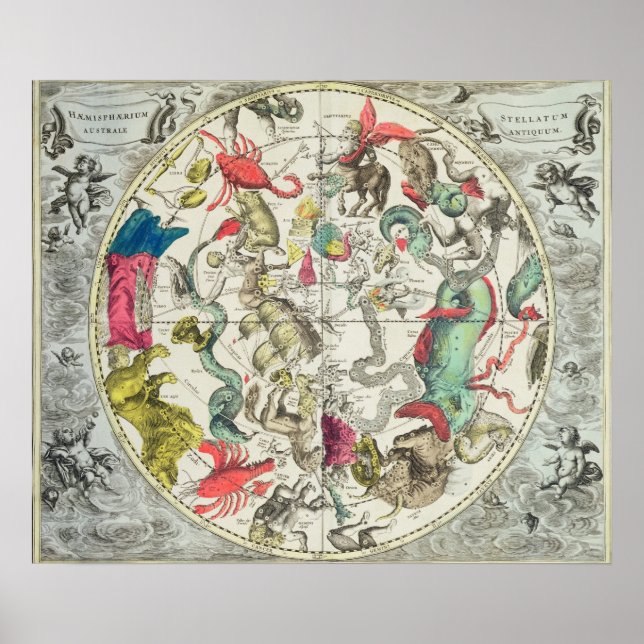 Map of the Southern Hemisphere 2 Poster (Front)
