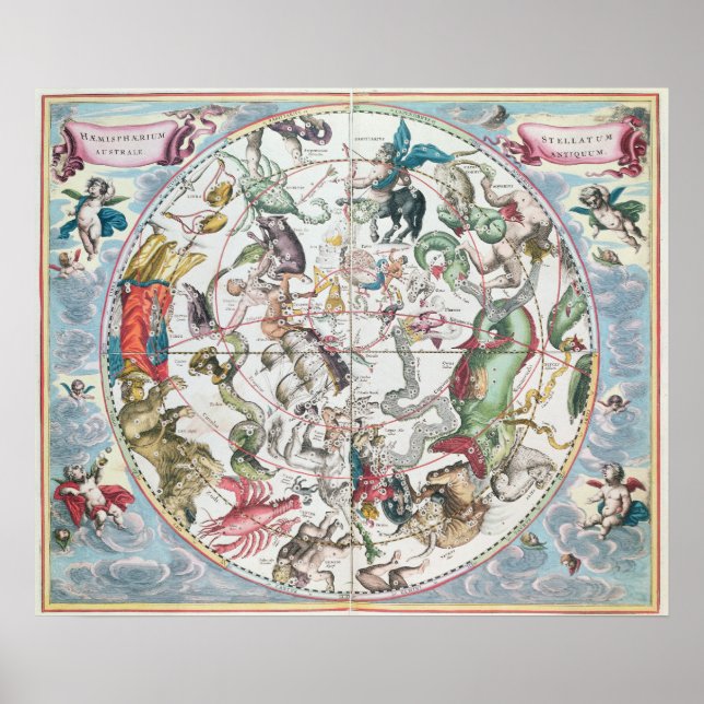 Map of the Southern Hemisphere Poster (Front)