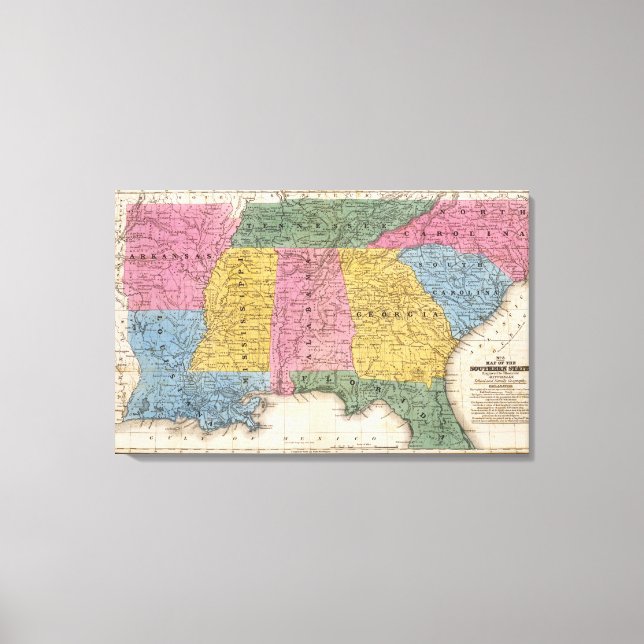 Map of the Southern States Canvas Print (Front)