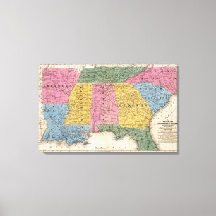 Map of the Southern States Canvas Print