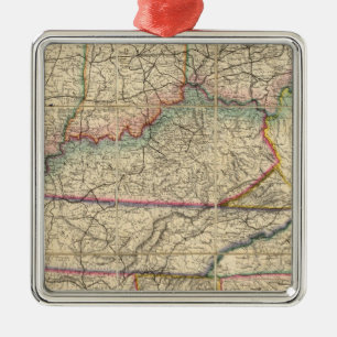 Map of The Southern States of America Metal Tree Decoration