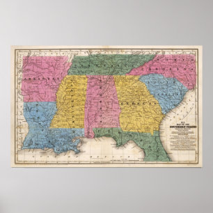 Map of the Southern States Poster