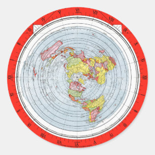 Map of the Square and Stationary Flat Earth Classic Round Sticker