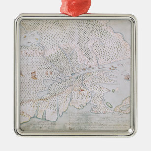 Map of the St. Lawrence Estuary 2 Metal Tree Decoration