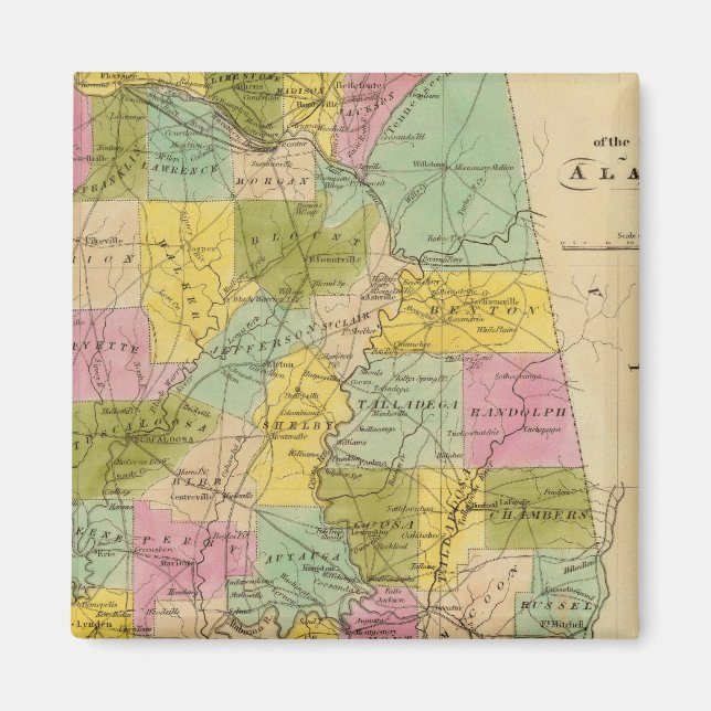 Map of the State of Alabama Magnet (Front)