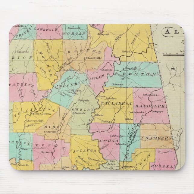 Map of the State of Alabama Mouse Mat (Front)