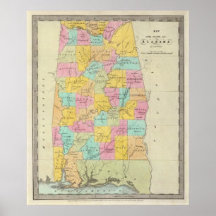 Map of the State of Alabama Poster