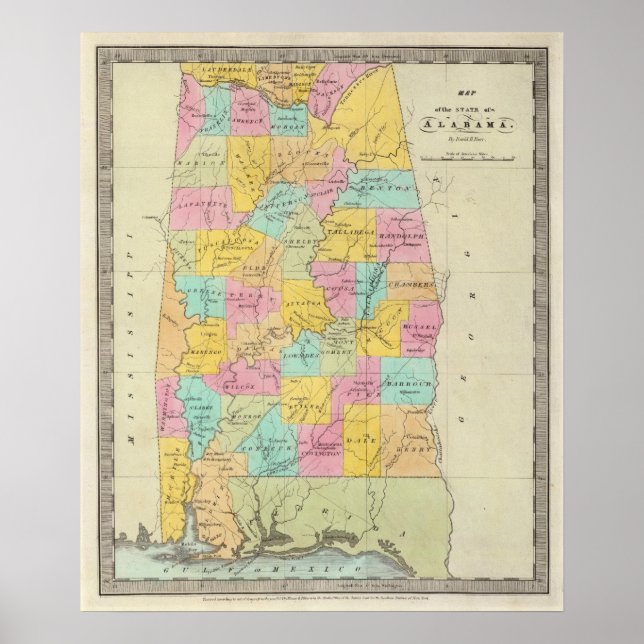 Map of the State of Alabama Poster (Front)