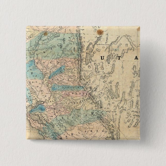 Map of the State of California 15 Cm Square Badge (Front)