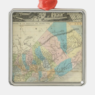 Map Of The State Of California Metal Tree Decoration