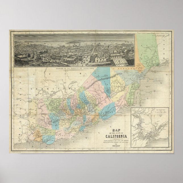 Map Of The State Of California Poster (Front)