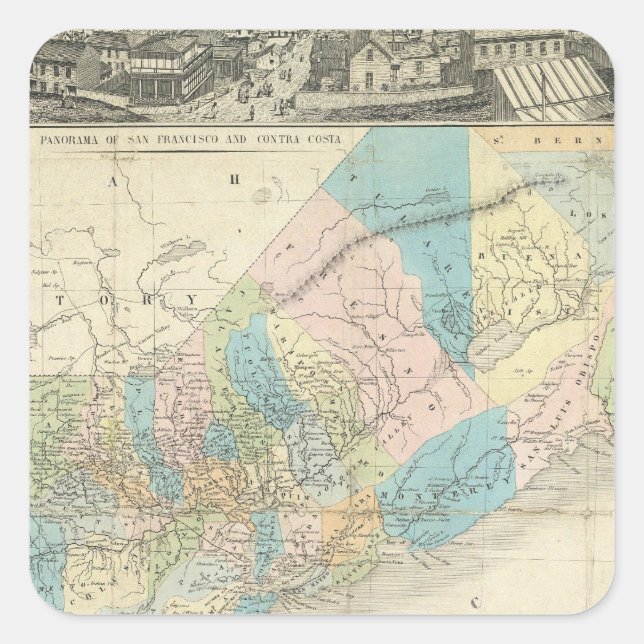 Map Of The State Of California Square Sticker (Front)