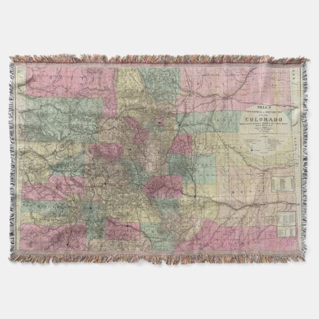 Map of the State of Colorado Throw Blanket (Front)