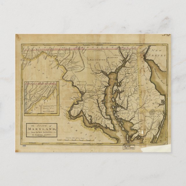Map of the State of Maryland (1795) Postcard (Front)