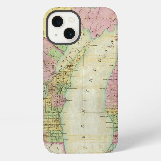 Map of the State of Michigan iPhone Case (Back)