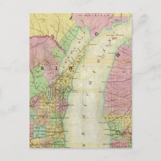 Map of the State of Michigan Postcard (Front)