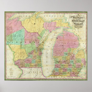 Map of the State of Michigan Poster