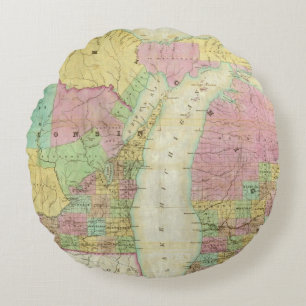 Map of the State of Michigan Round Cushion