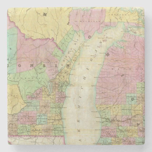 Map of the State of Michigan Stone Coaster (Front)