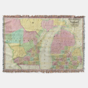 Map of the State of Michigan Throw Blanket