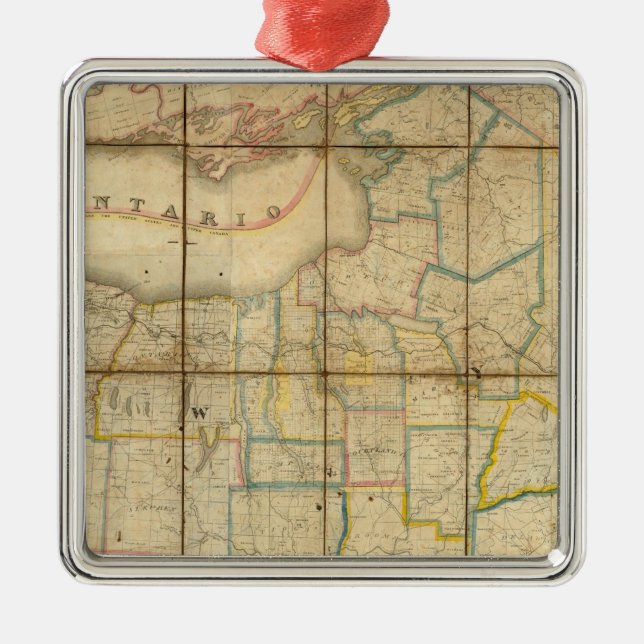 Map of the State of New York Metal Tree Decoration (Front)