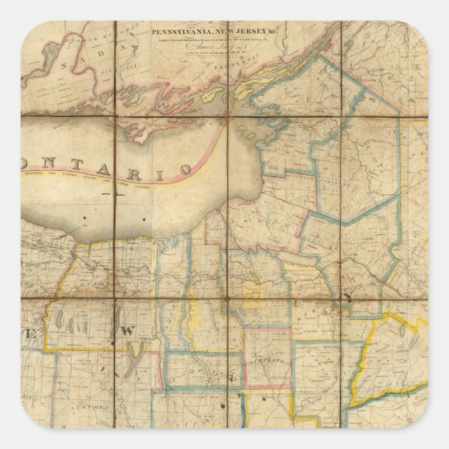 Map of the State of New York Square Sticker (Front)