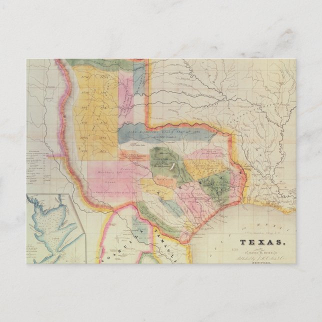 Map of the state of Texas | 1835 Postcard (Front)