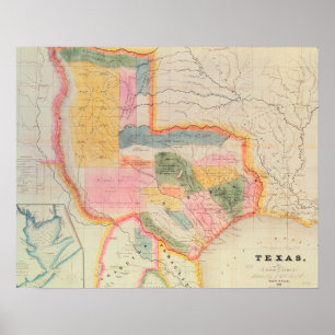 Map of the state of Texas   1835 Poster