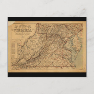 Map of the State of Virginia (1865) Postcard