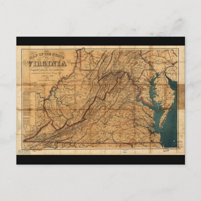 Map of the State of Virginia by Nicholson (1862) Postcard (Front)