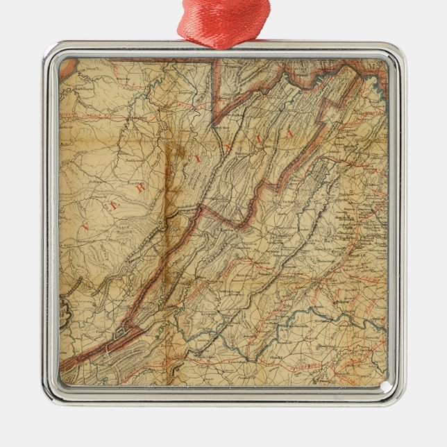 Map of the state of Virginia Metal Tree Decoration (Front)