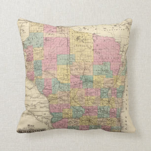 Map of the State of Wisconsin Cushion