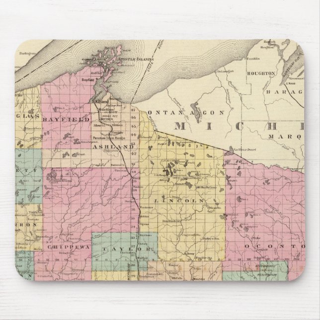 Map of the State of Wisconsin Mouse Mat (Front)