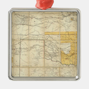 Map Of The States Of Kansas And Texas Metal Tree Decoration