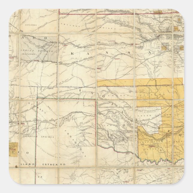 Map Of The States Of Kansas And Texas Square Sticker (Front)