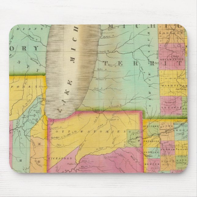 Map of the States Of Ohio Indiana & Illinois Mouse Mat (Front)
