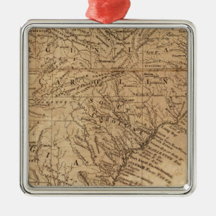 Map of the States of Virginia and North Carolina Metal Tree Decoration