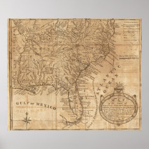 Map of the States of Virginia and North Carolina Poster