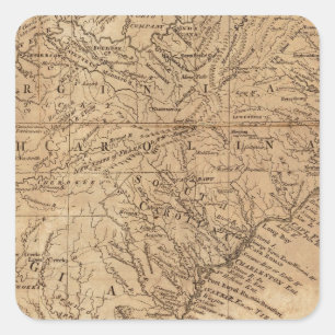 Map of the States of Virginia and North Carolina Square Sticker