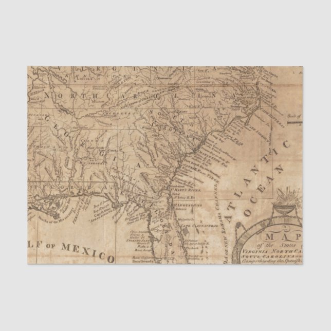 Map of the States of Virginia and North Carolina Tissue Paper (Front)