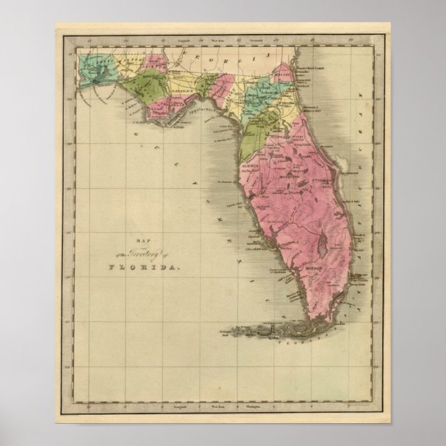 Map of the Territory of Florida 1842 Poster (Front)