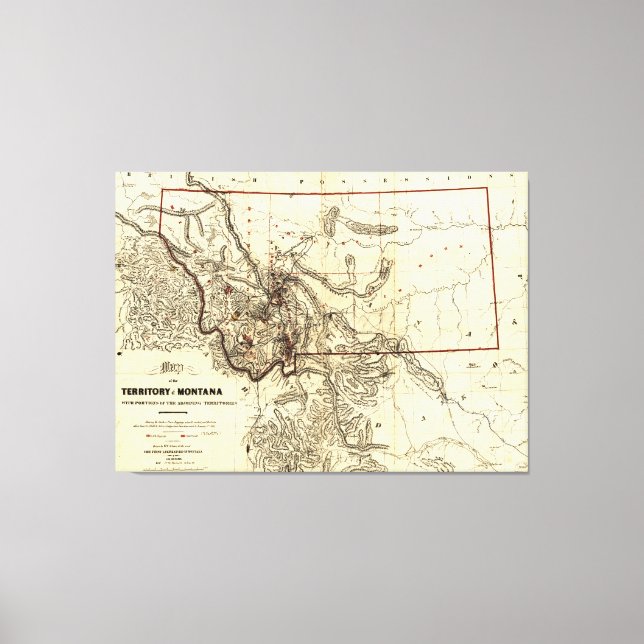 Map of the Territory of Montana (1865) Canvas Print (Front)