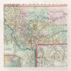Map Of The Territory Of Montana Glass Coaster